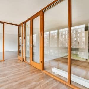 Glass Door with Wooden Frame