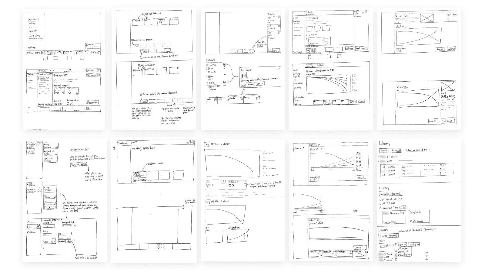 A grid of paper sketches.