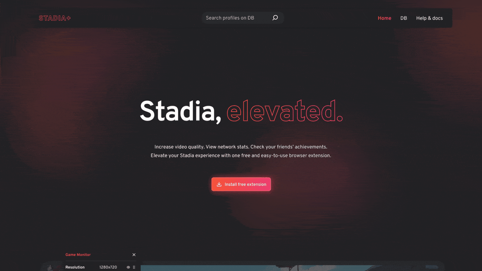 GIF scrolling through the marketing website of Stadia+