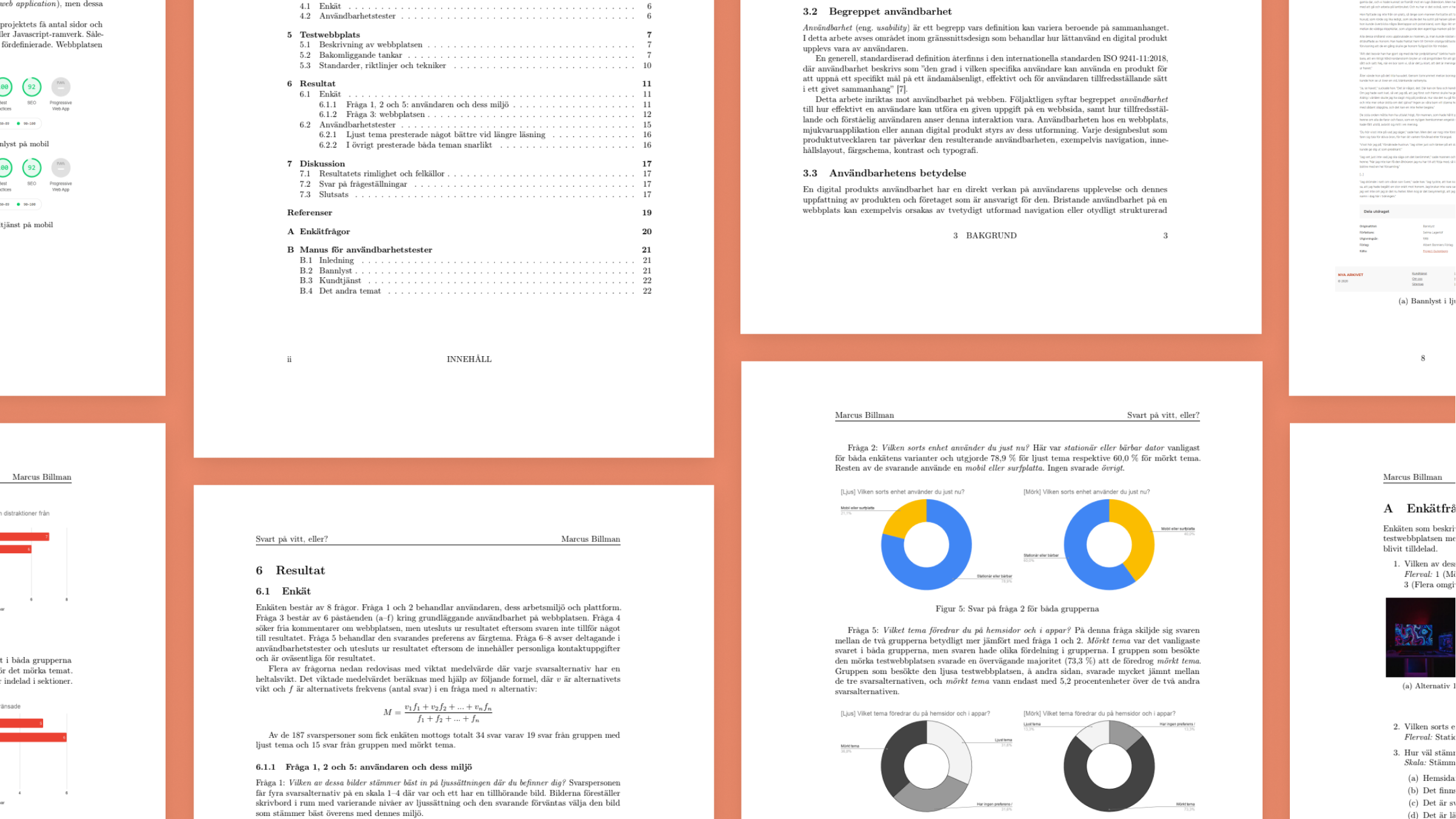 Pages from the report laid out in a grid