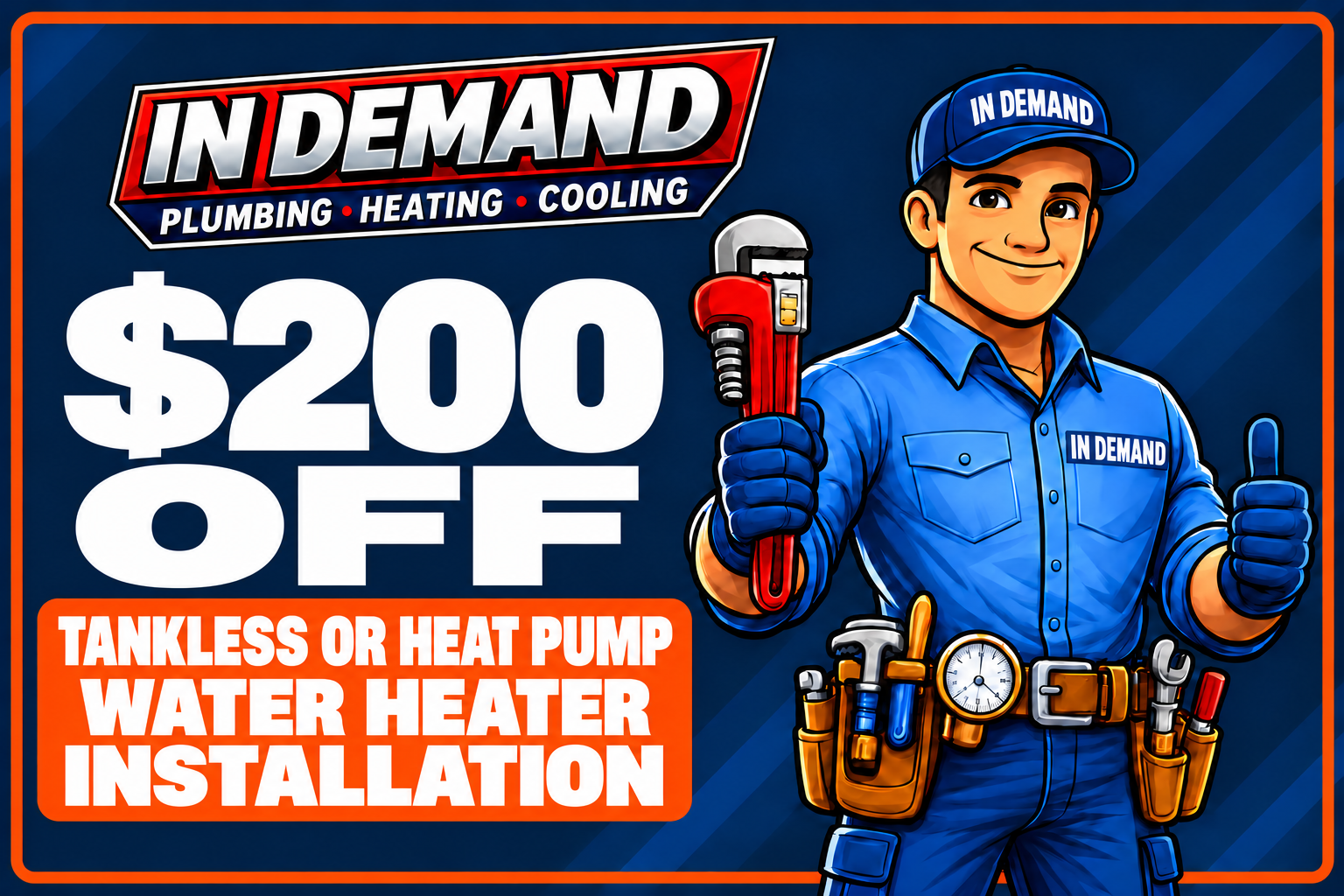 $200 Off Tankless or Heat Pump Water Heater Installation