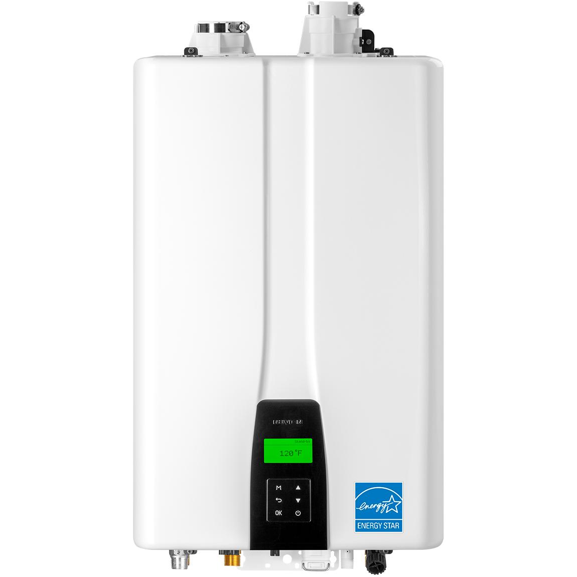 Navien NPE-240A2 high-efficiency condensing tankless water heater with built-in ComfortFlow recirculation system.