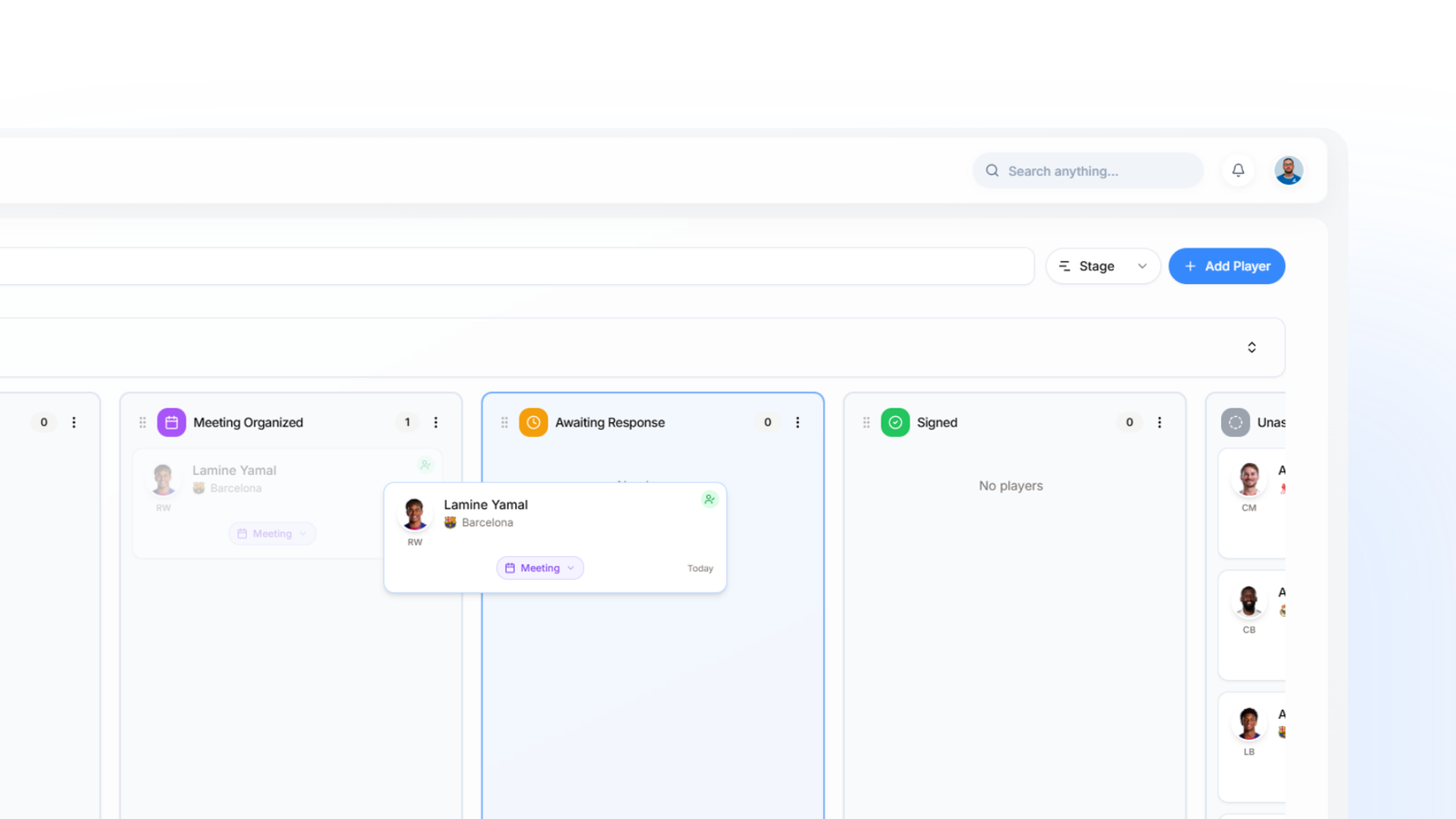 ATHLIVO Stage Pipeline Kanban View