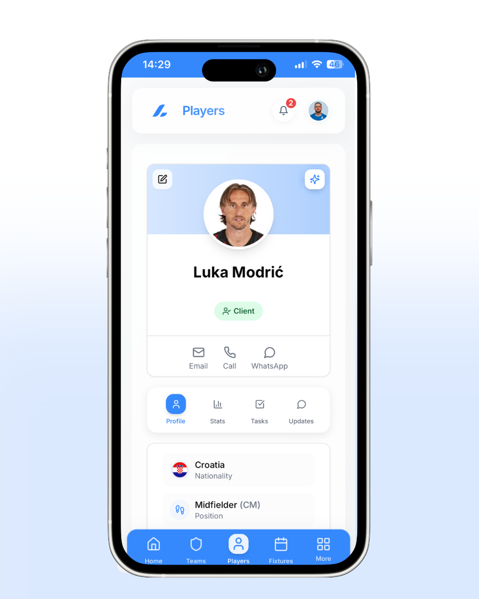 ATHLIVO Mobile Player Profile