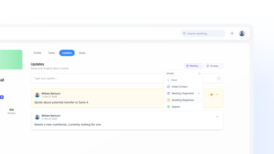 Stage History on Player Profile