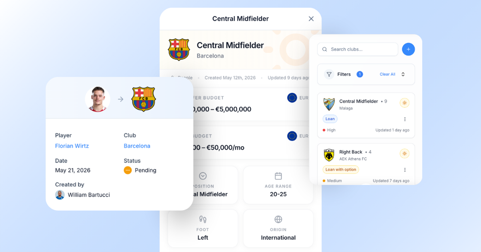 ATHLIVO Club Request Management for Football Agencies