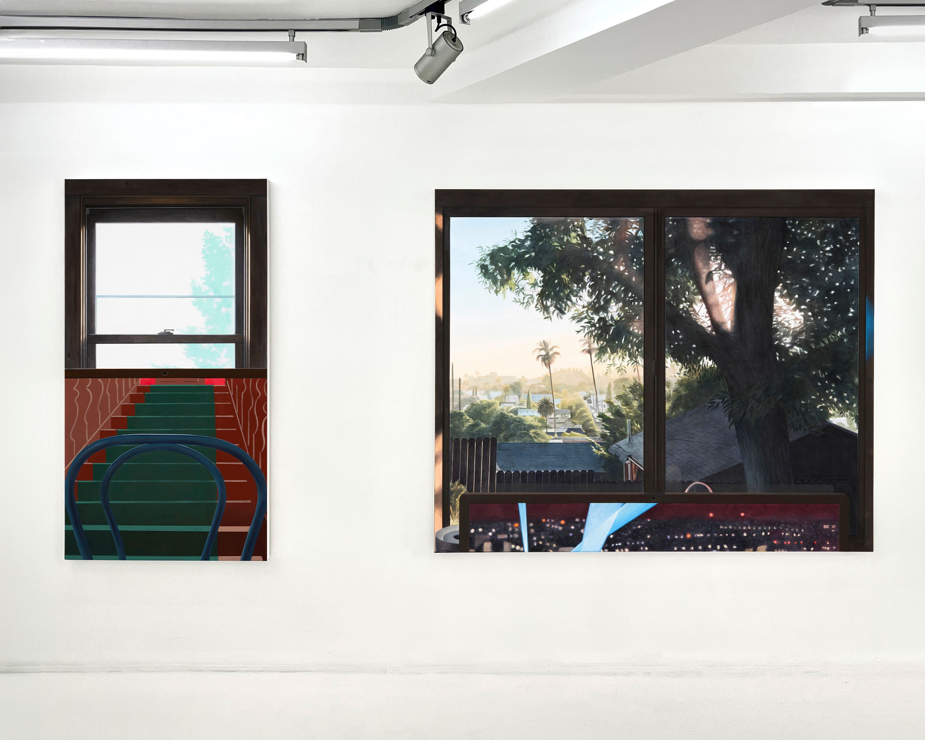 Exhibition view of Jonah Gebkas paintings