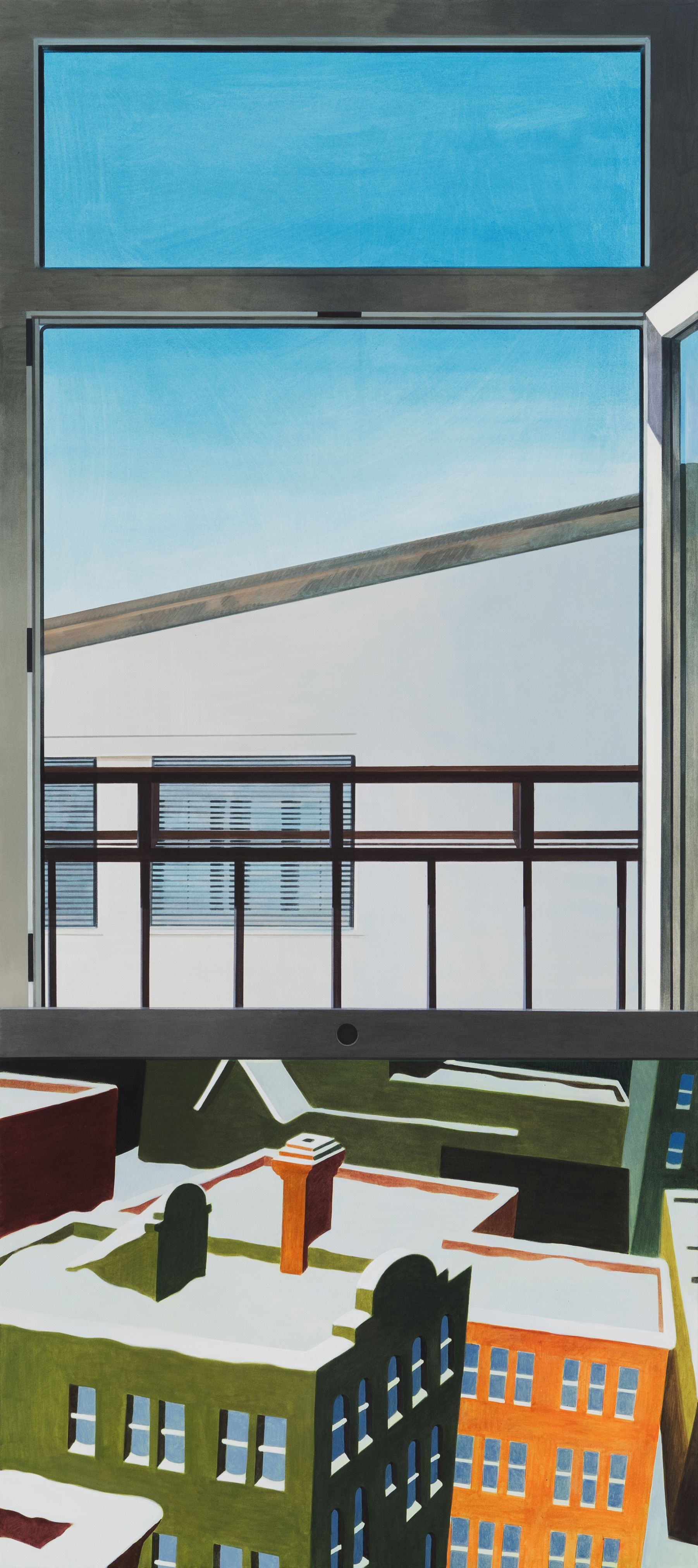 A Painting of a window and a computer screen