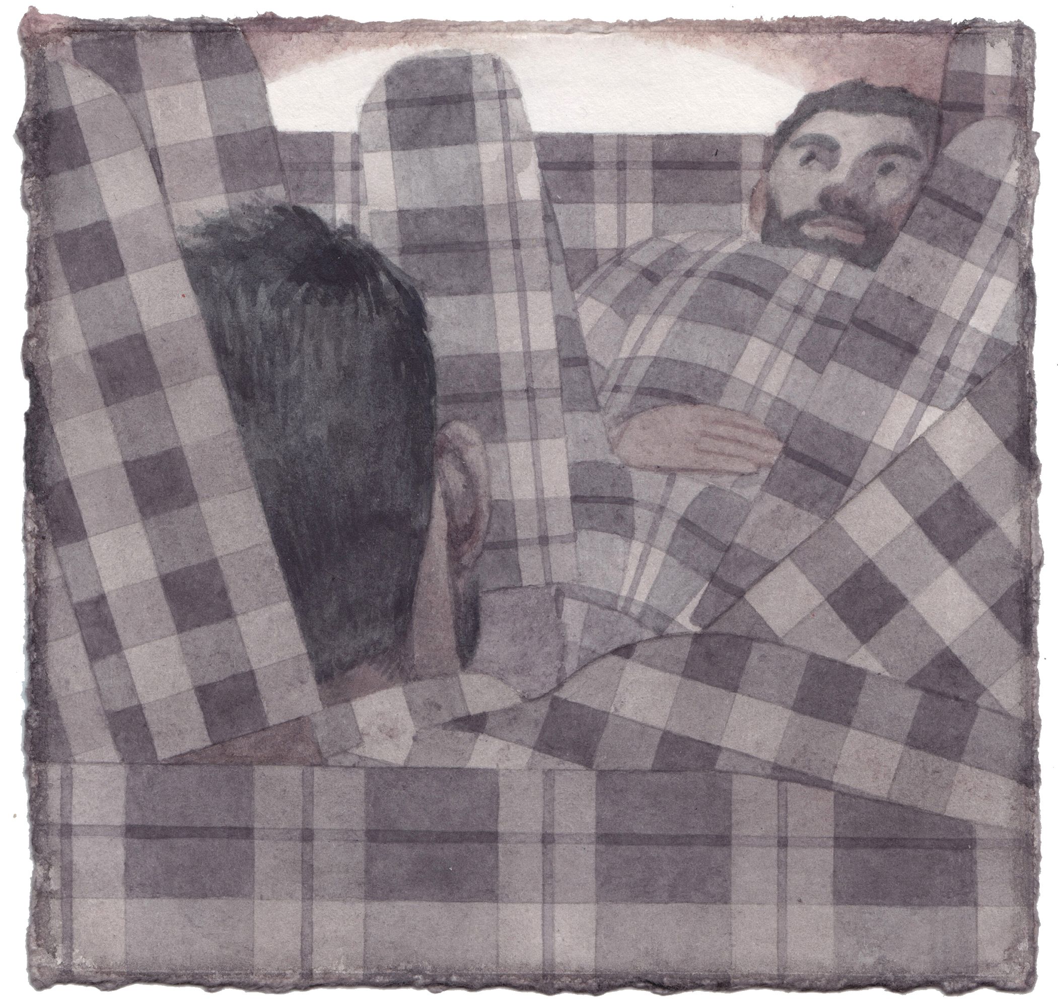 painting of two guys on sofa
