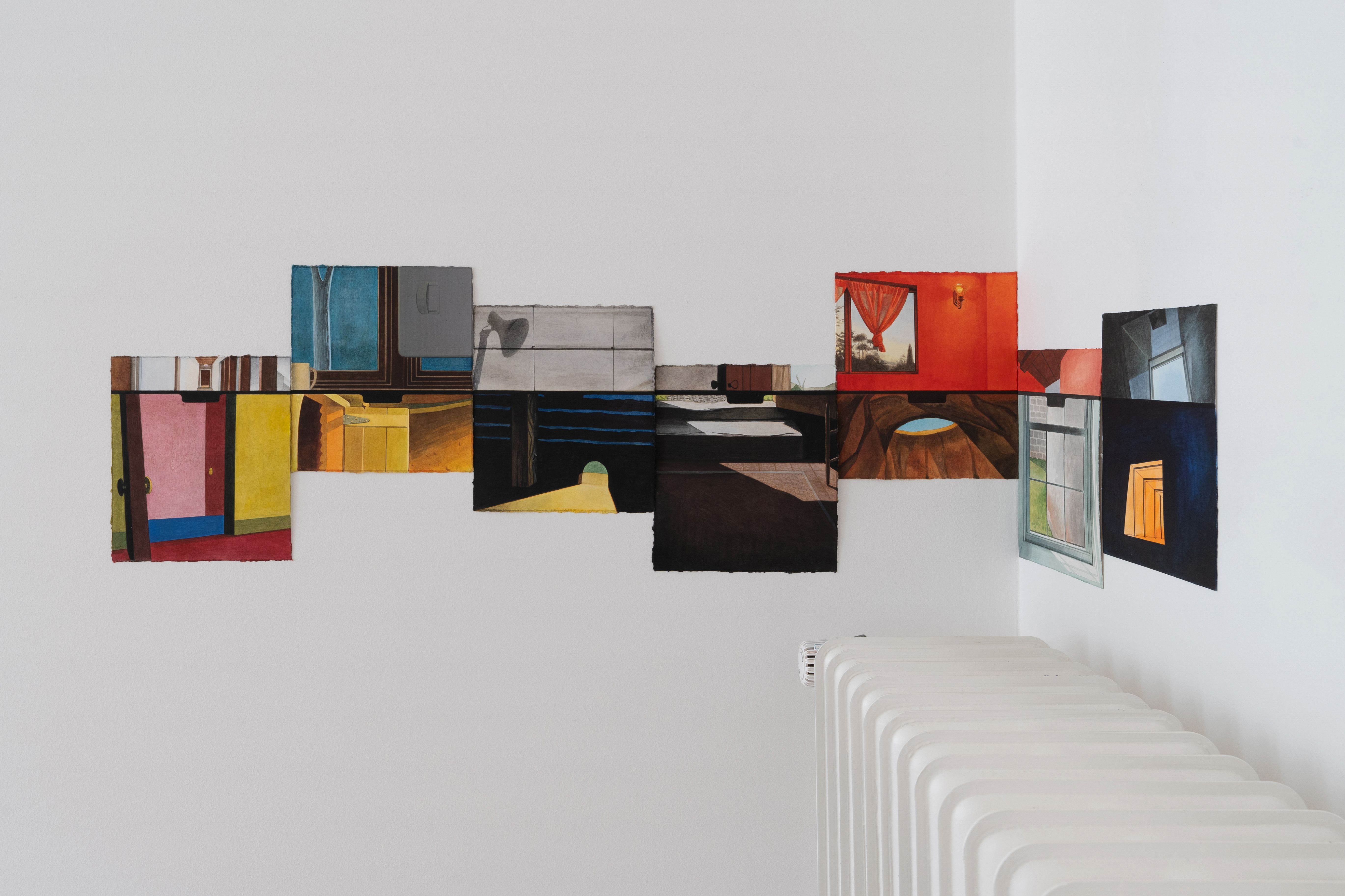 Installation shot of a painting in a domestic setting