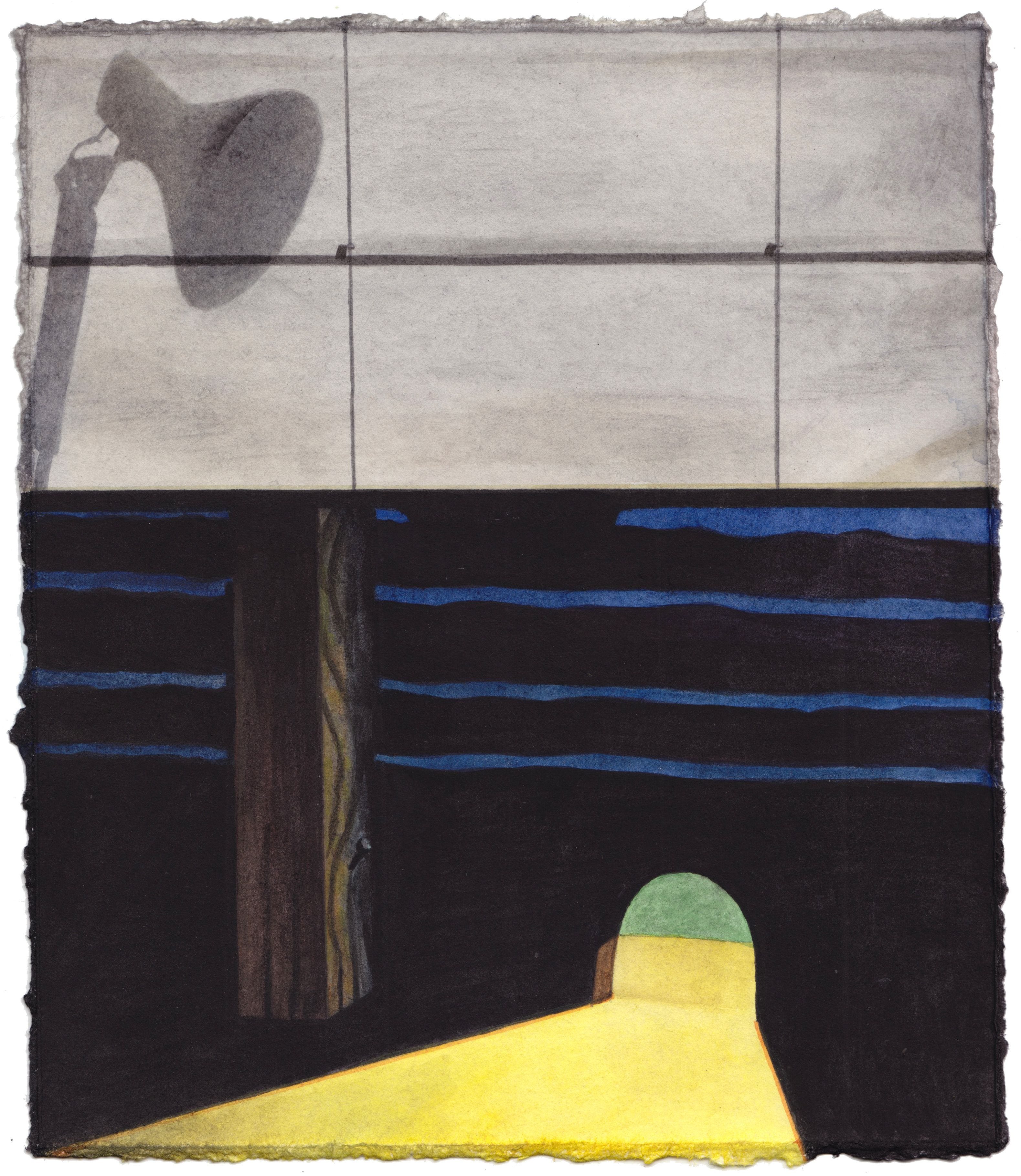 painting of a lamp and mouse hole