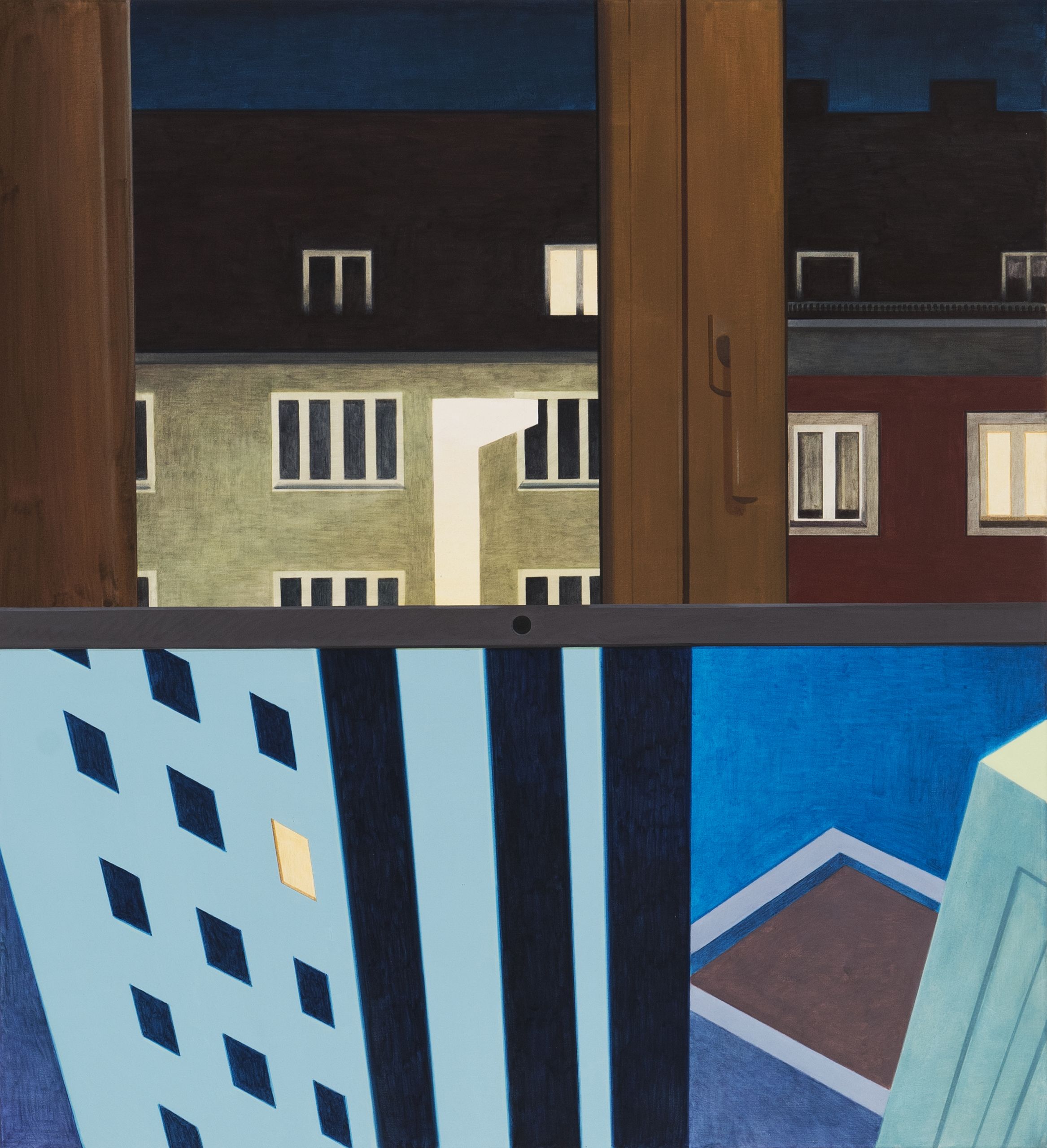 A Painting of a window and a computer screen