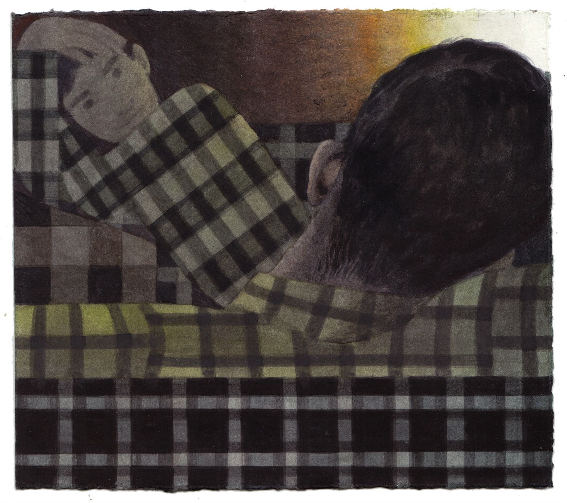 painting of two guys on sofa