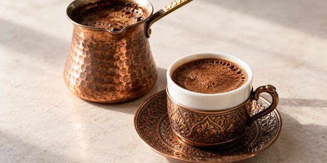 Turkse koffie maken volgens traditionele bereiding