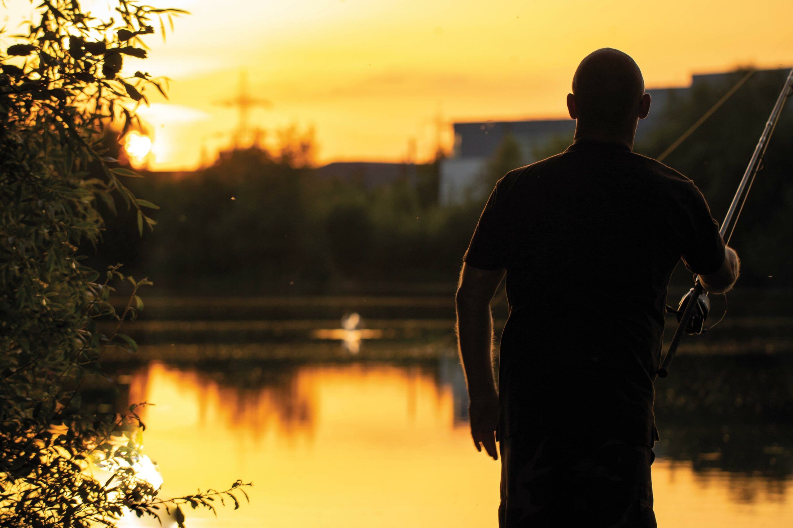 Reservoir shoreline with fishing bank access