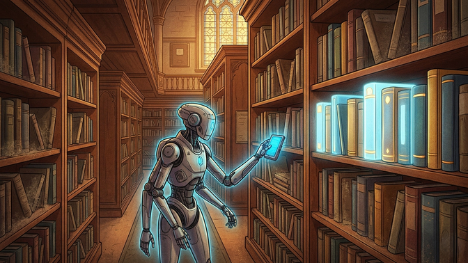 Illustration of a search bar with AI-generated answers appearing above traditional website links