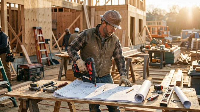 Small business owner reviewing AI automation workflows on a laptop at their desk