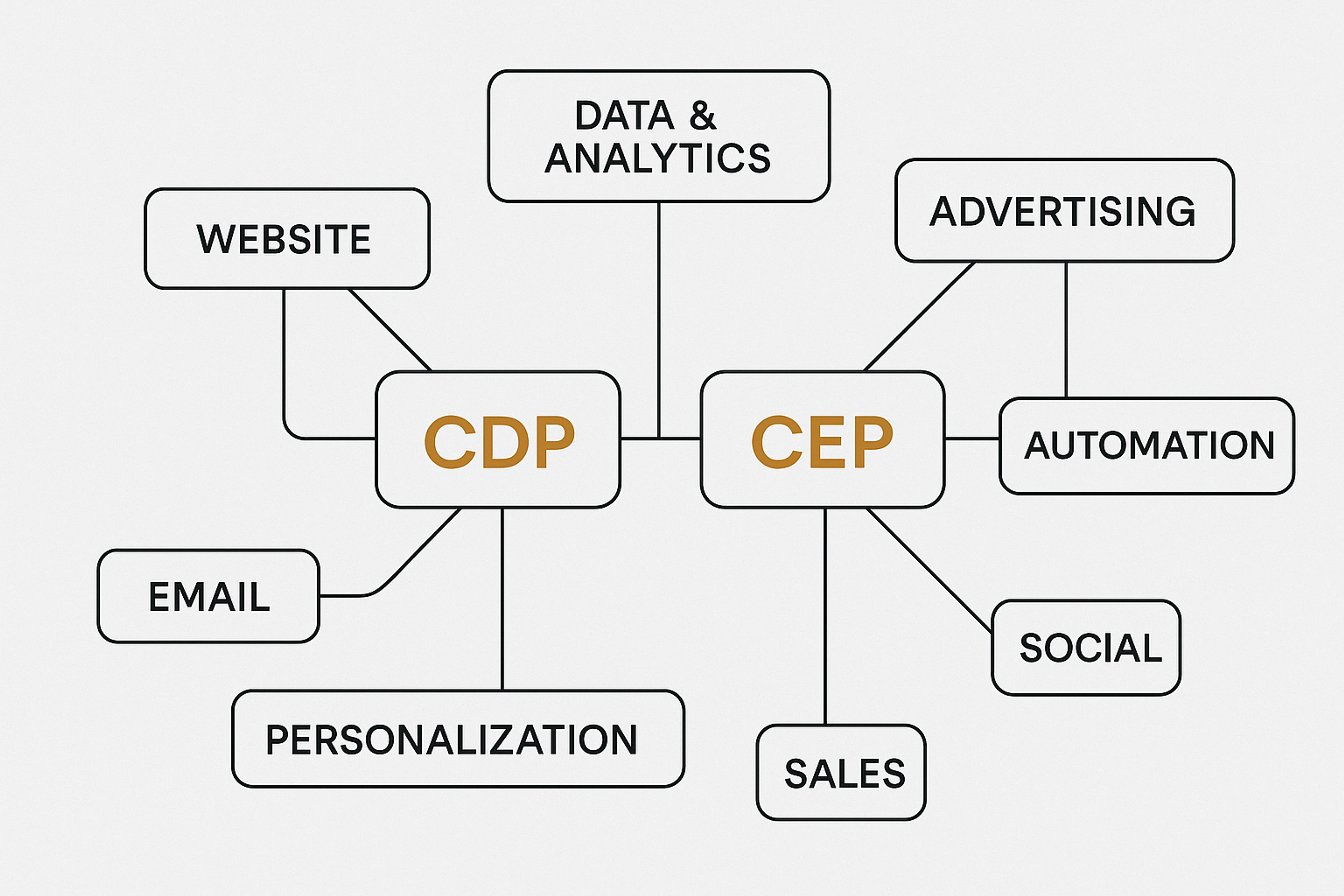 Components of a Modern Marketing stack CDP CEP