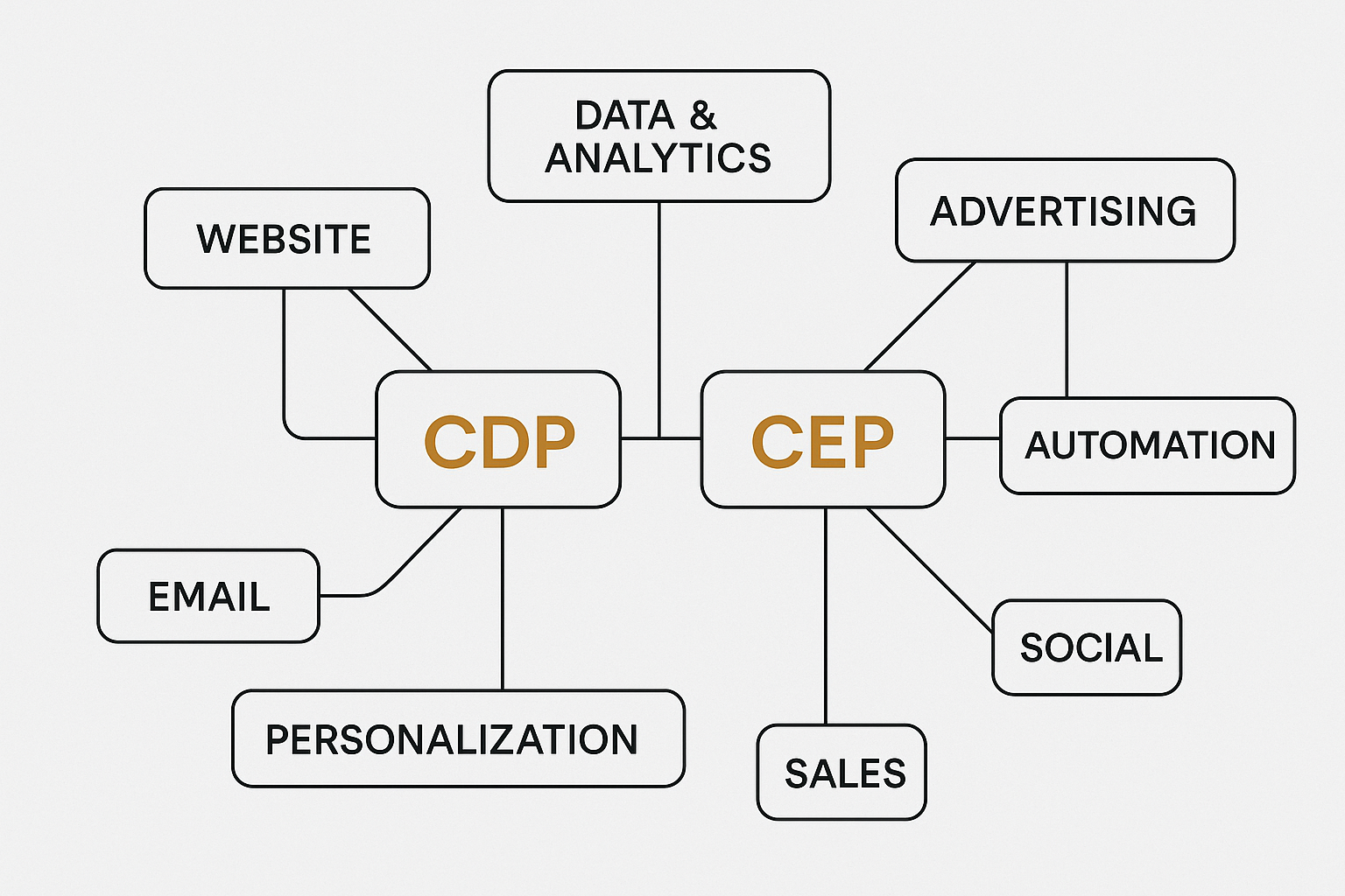 Components of a Modern Marketing stack CDP CEP