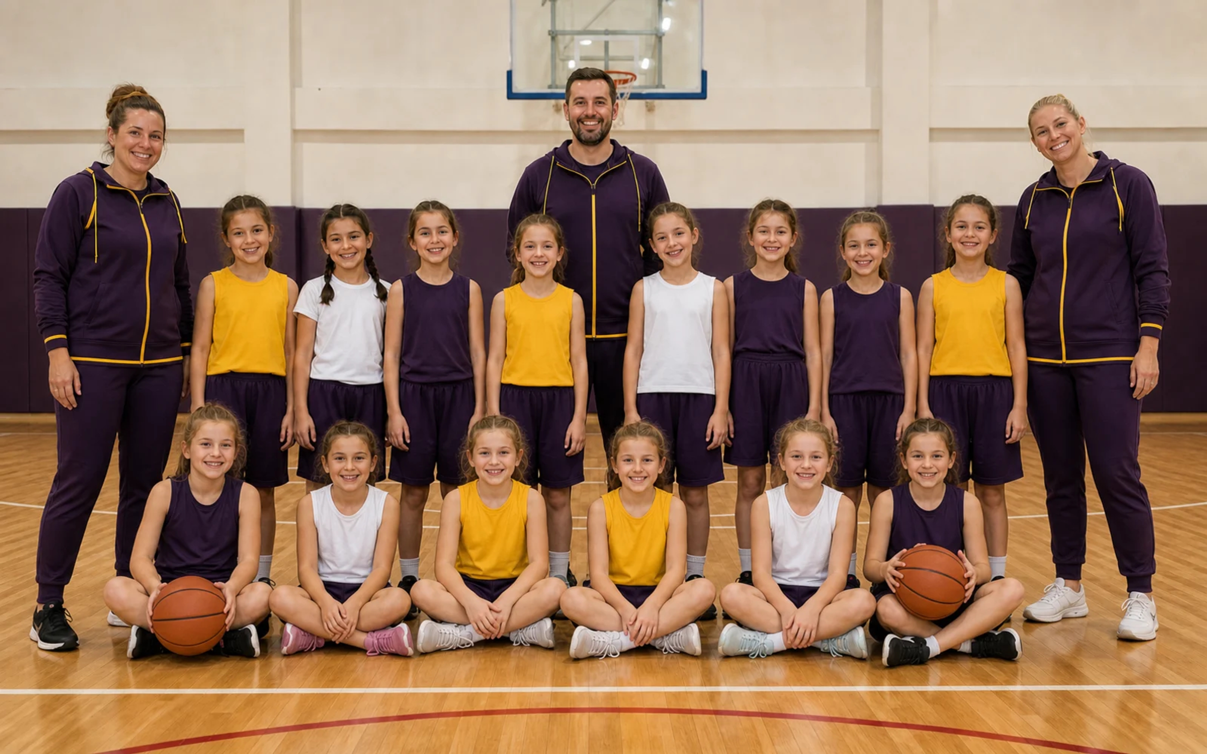 Škola košarke Studija Zagreb s djevojčicama i trenerima
