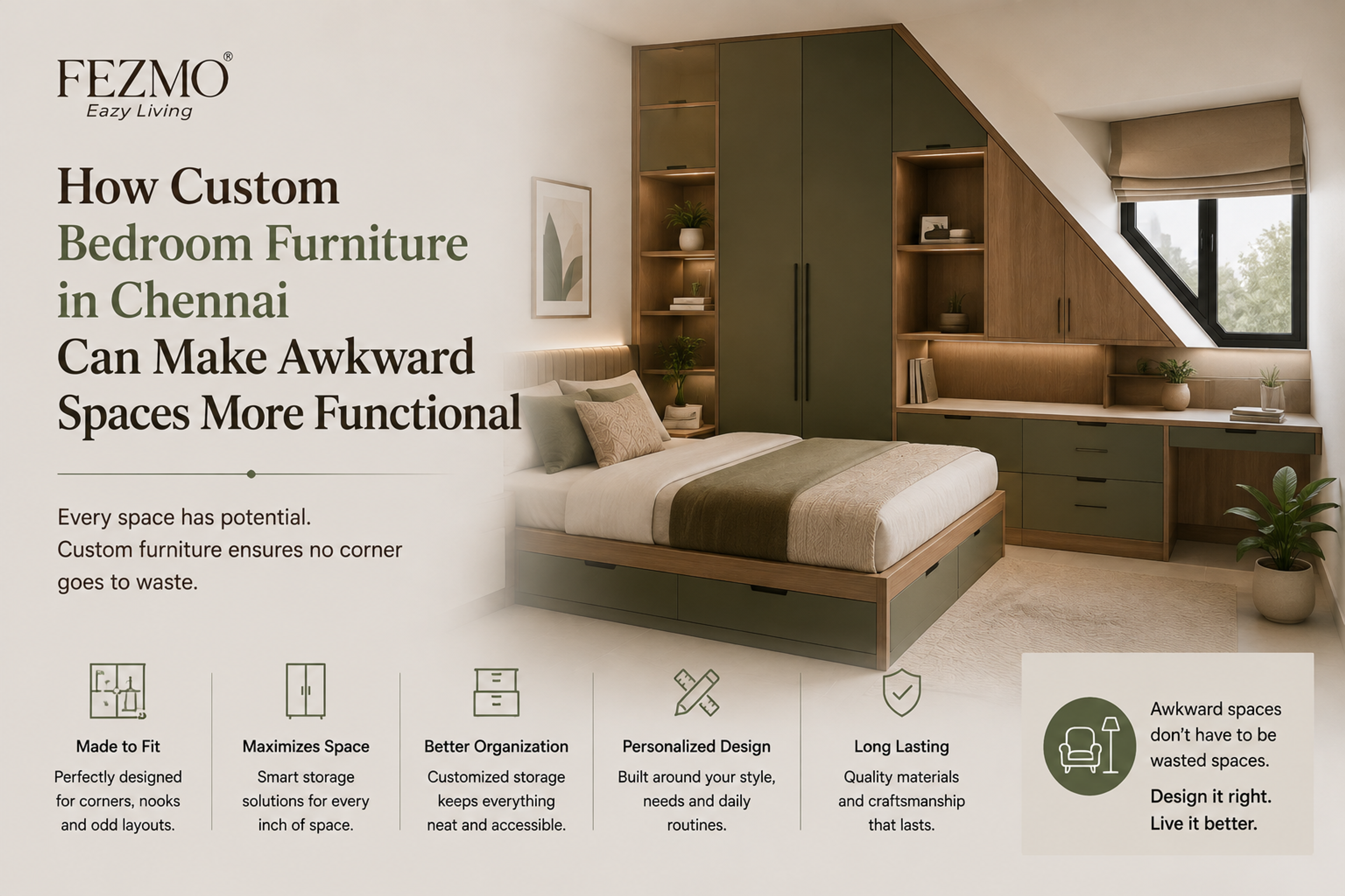 How Custom Bedroom Furniture in Chennai Can Make Awkward Spaces More Functional
