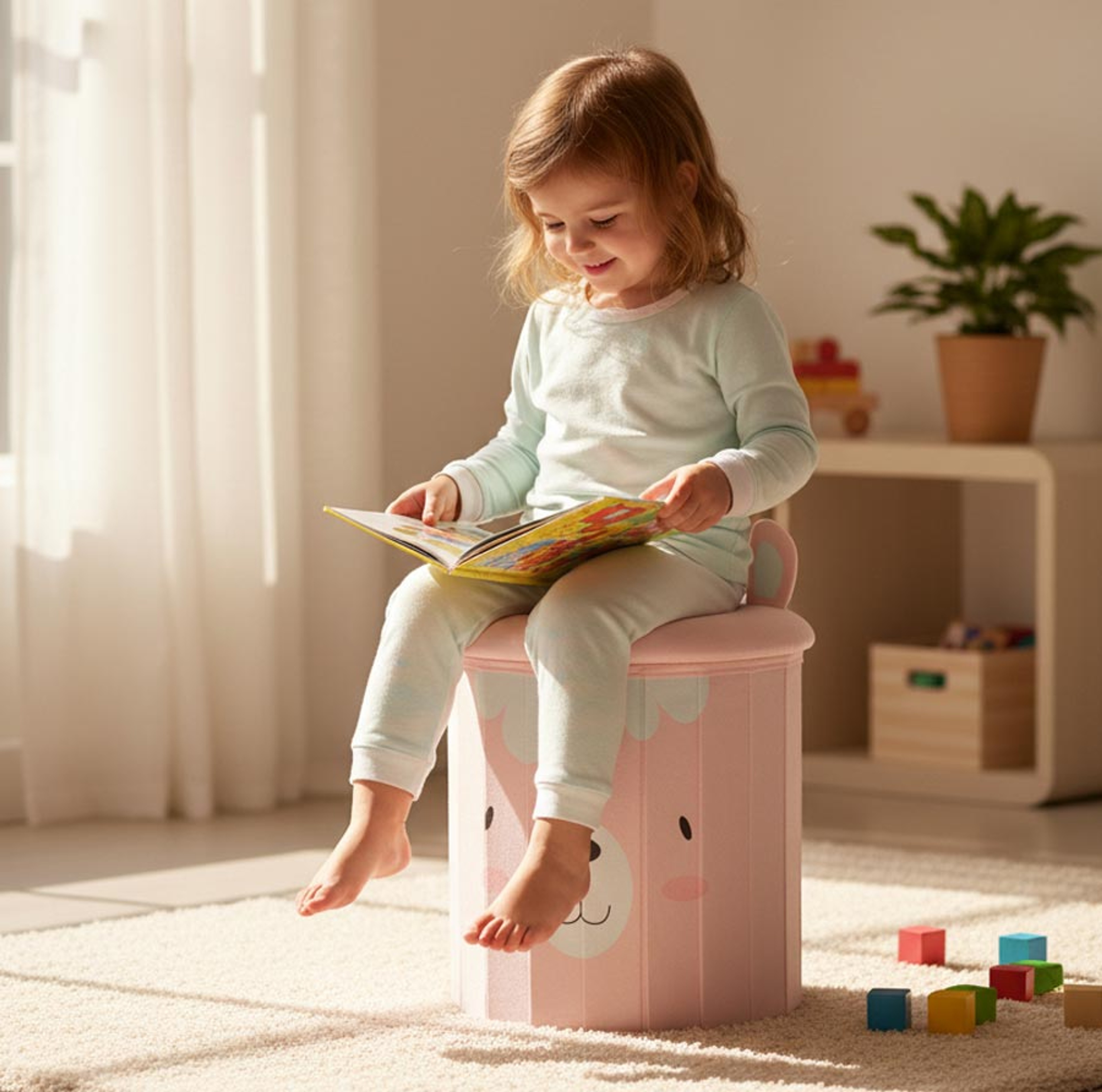 Kids Pink bear Pouffe