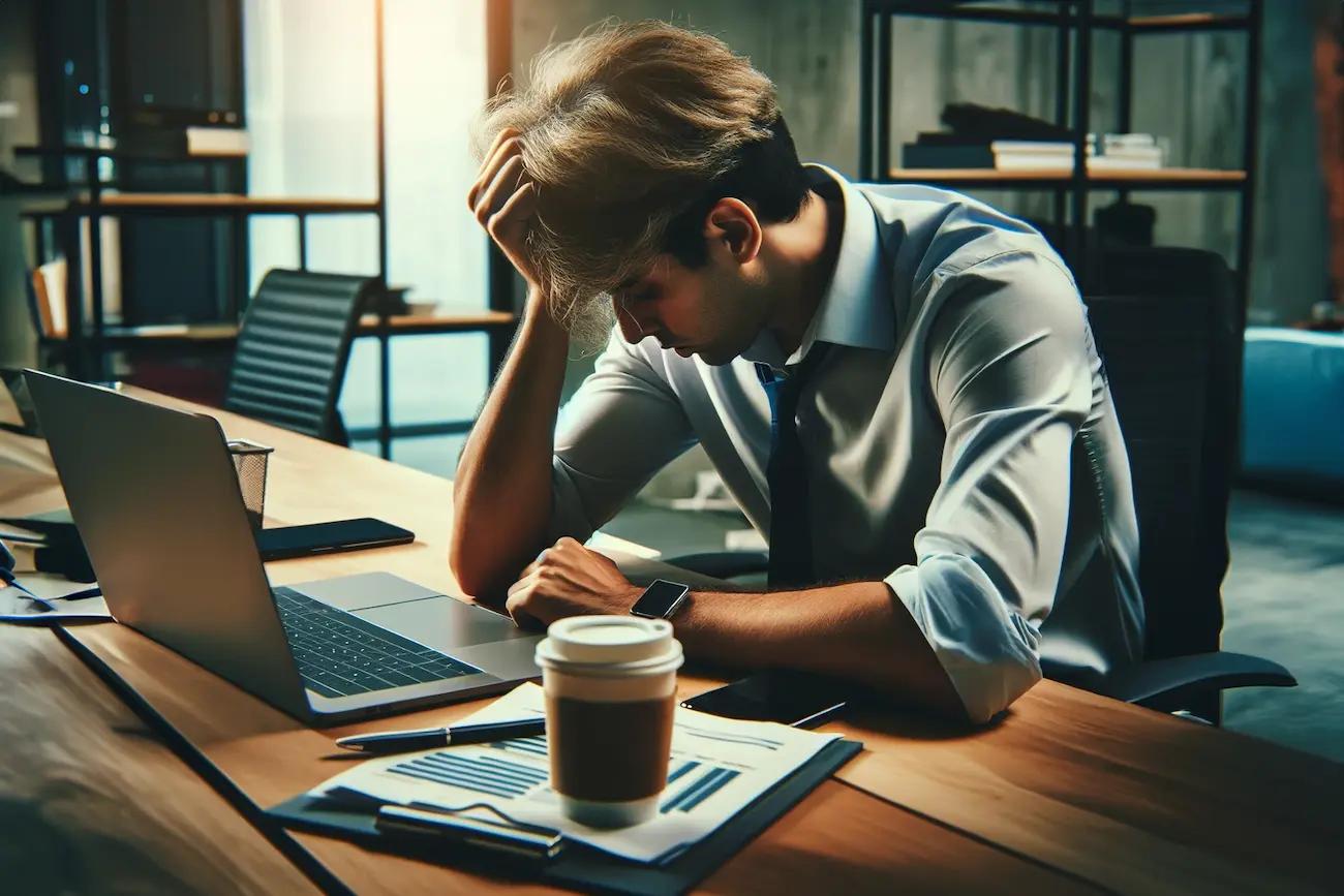 man tired and frustrated because he has not taken a day off