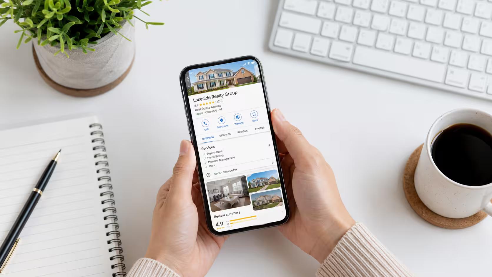 Google Business Profile listing showing categories, services, hours and photos filled out completely