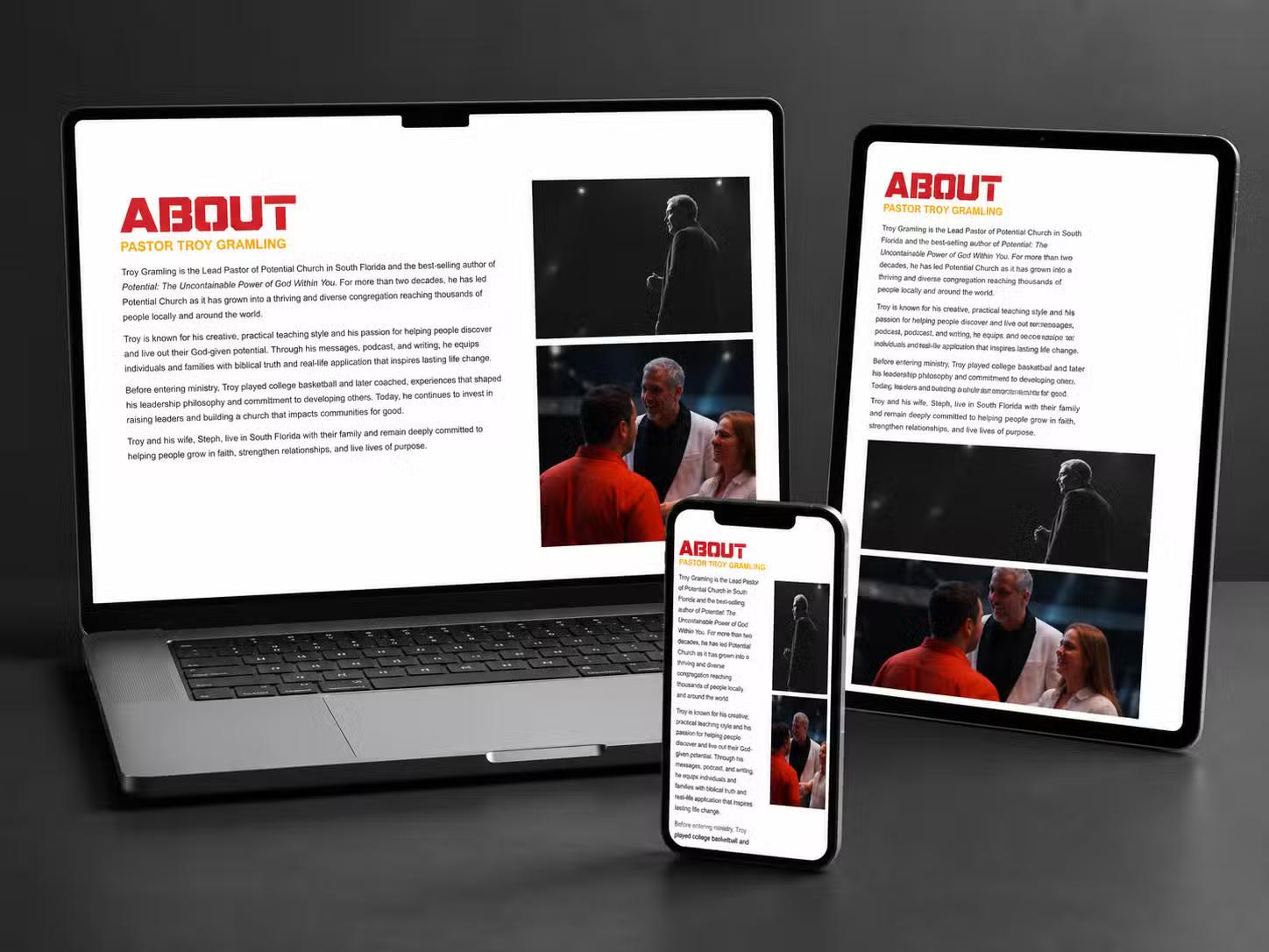 Troy Gramling Website Migration Mockup