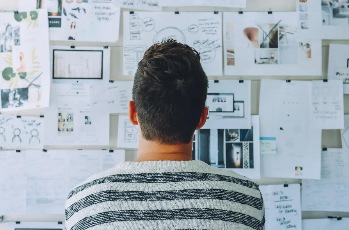 Web designer looking at a sitemap