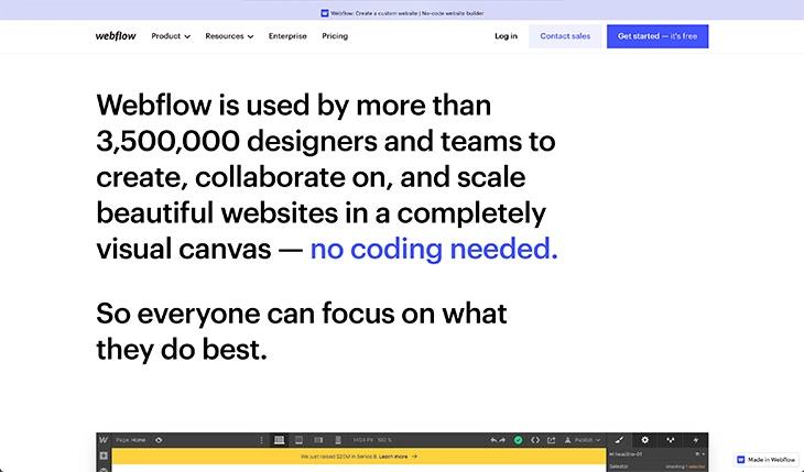 webflow screen shot