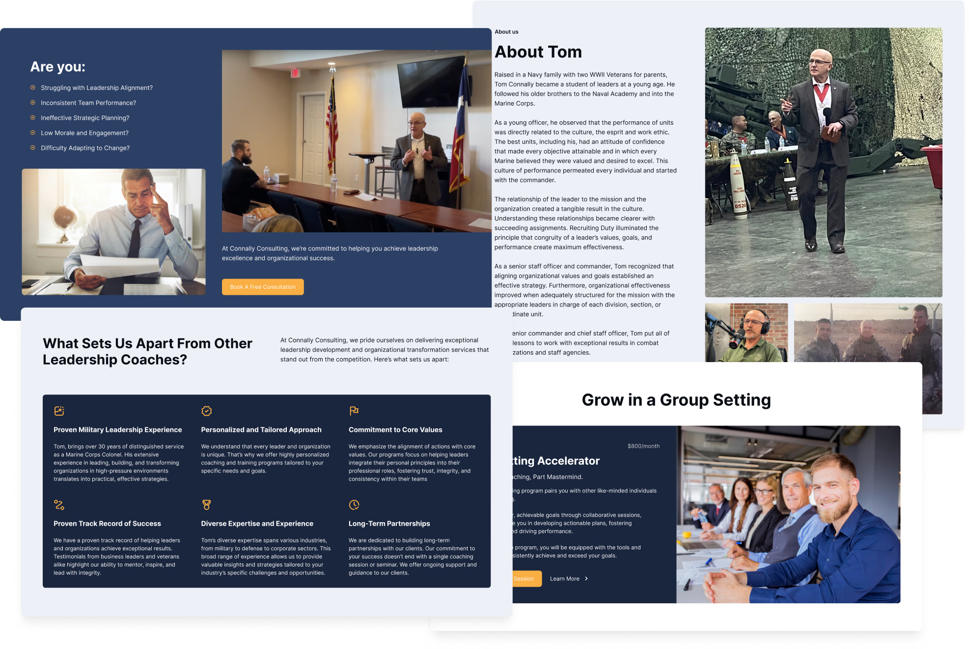 layout of website for connally consulting