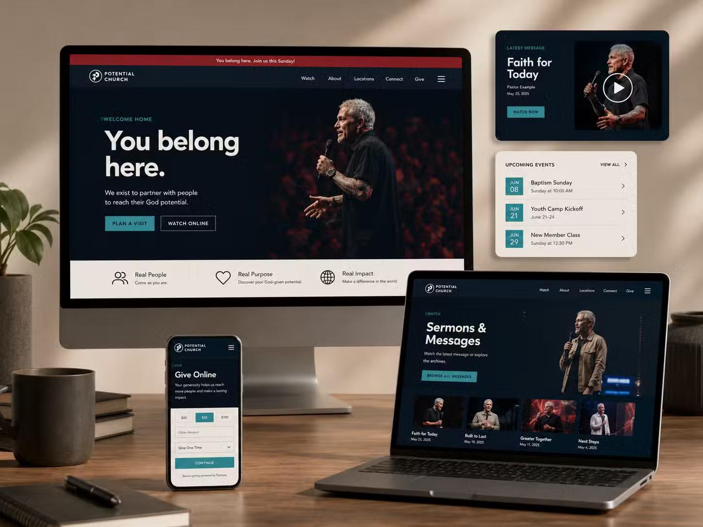 Mockups of the Potential Church Website