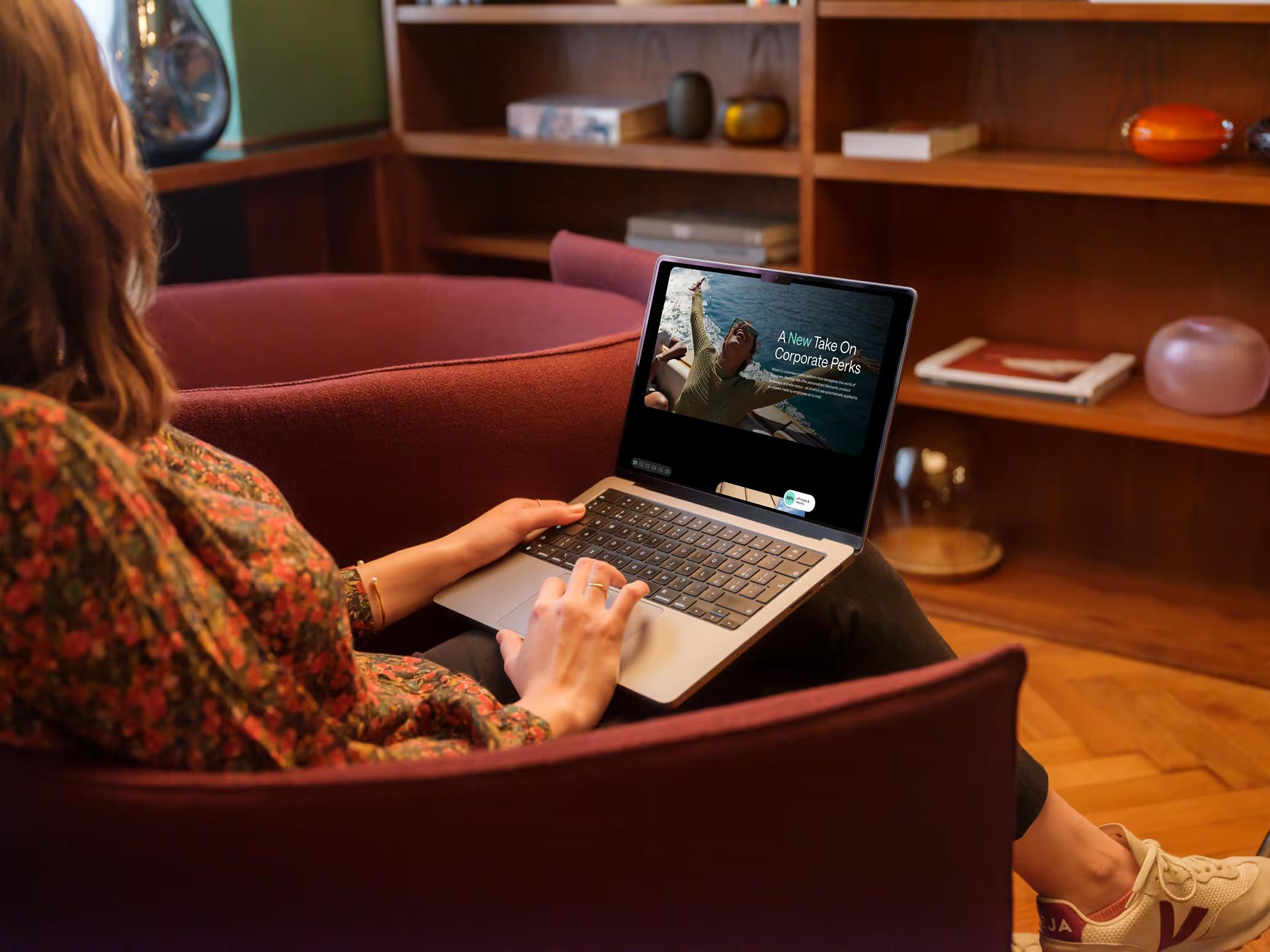woman looking on a computer at wizard website