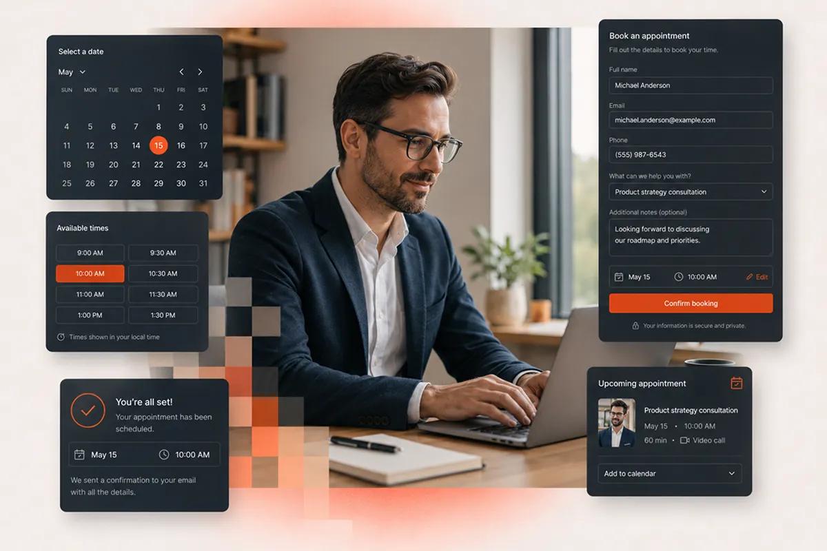 A small business owner reviewing their new website
