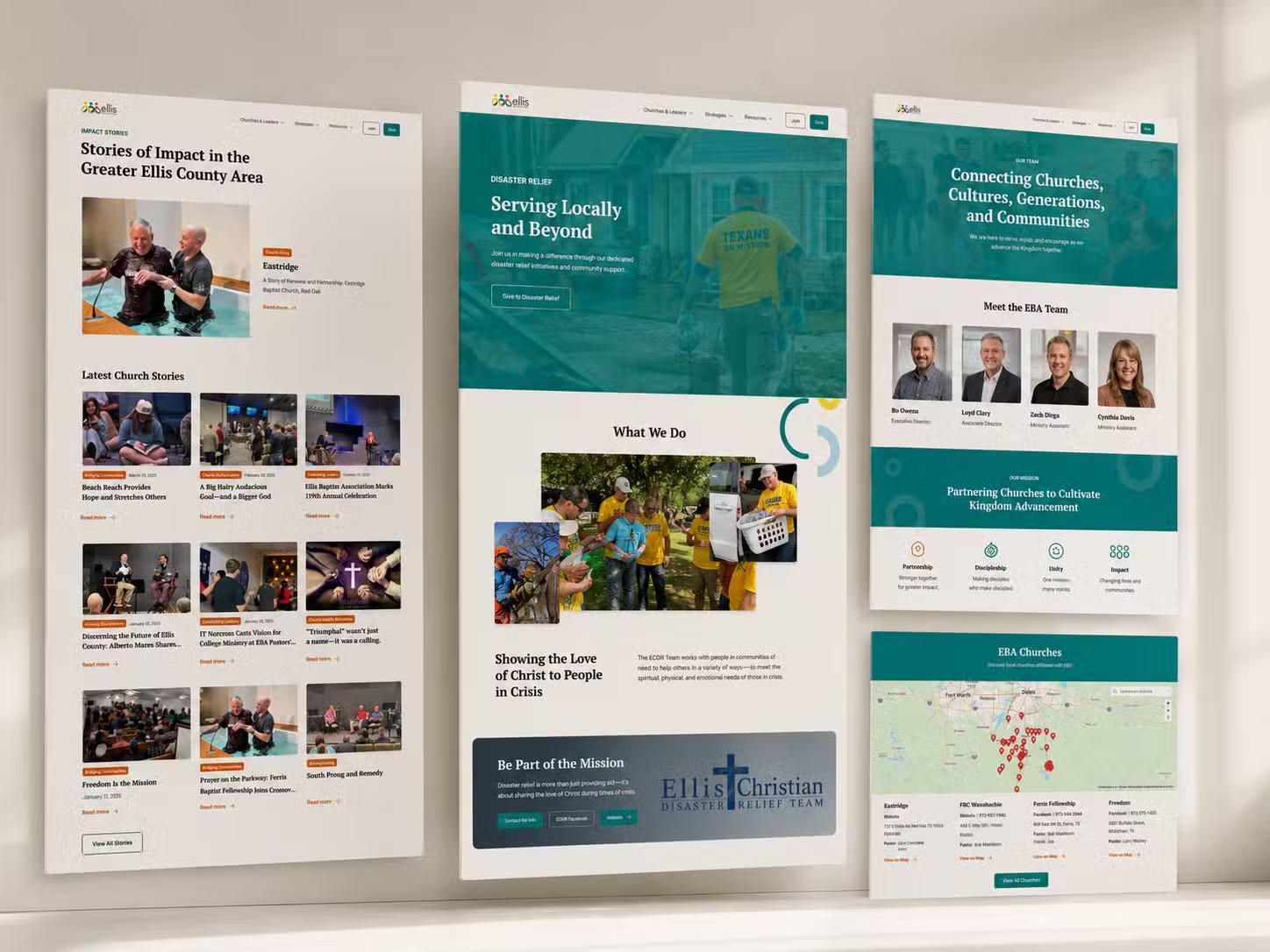mockup of the website for Ellis Baptist Association