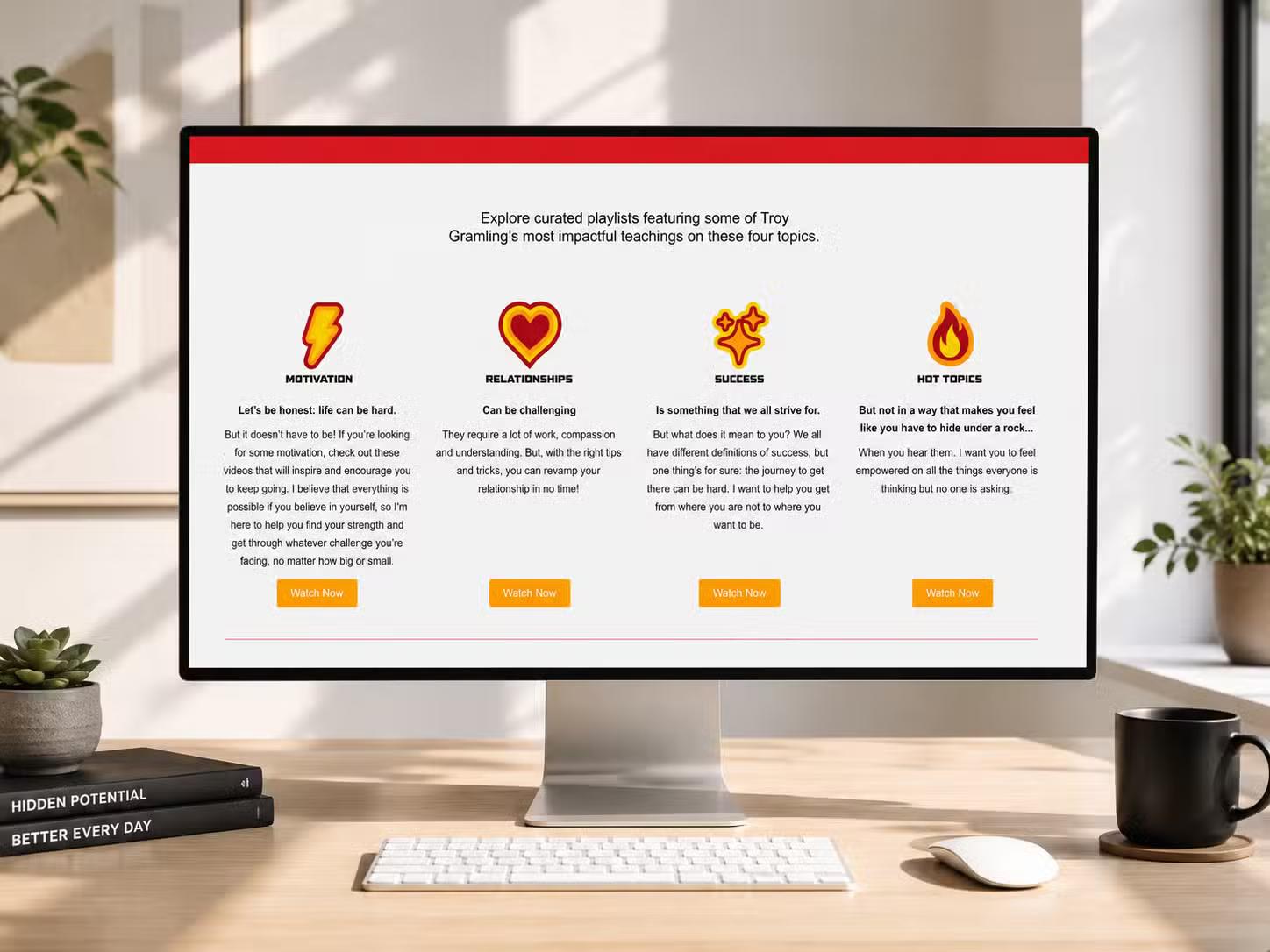 Troy Gramling Website Section Mockups