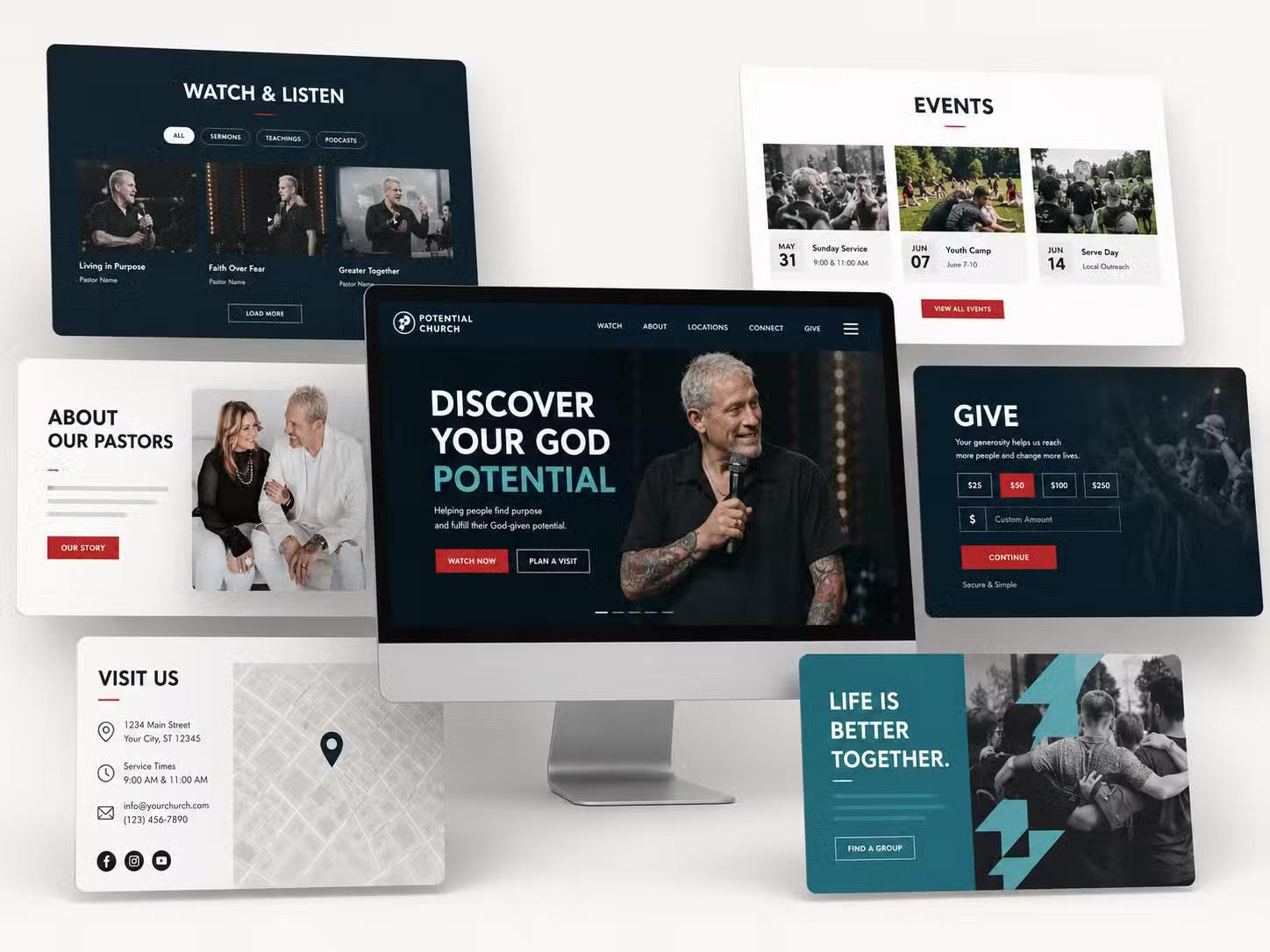 Mockups of the Potential Church Website