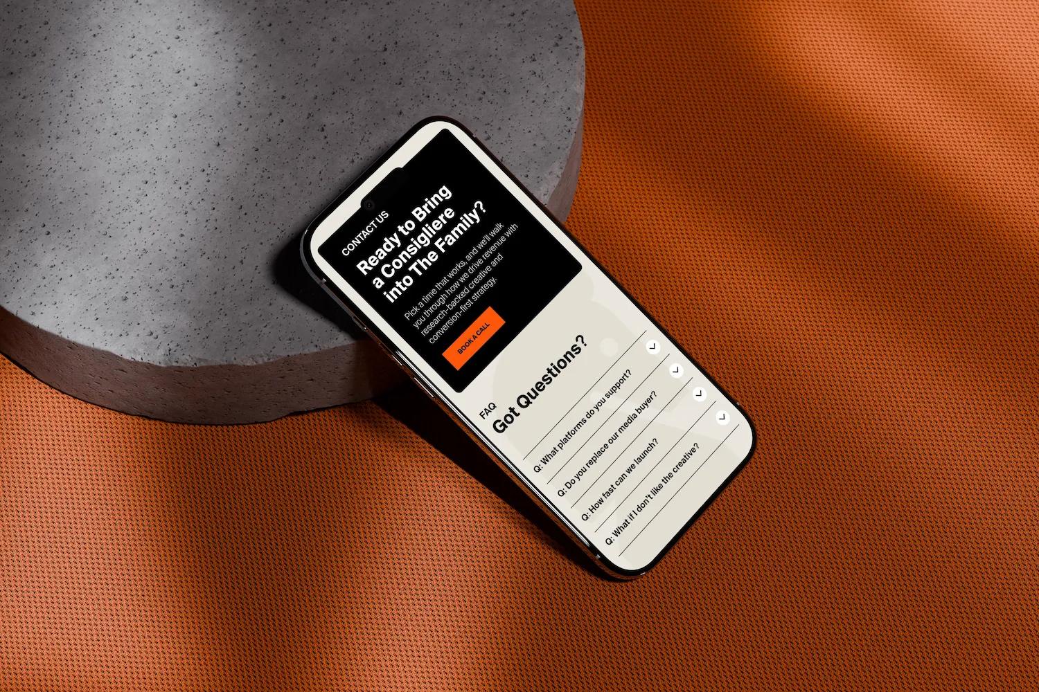 Consigliere mockup of website on macbook, iPhone, iPad