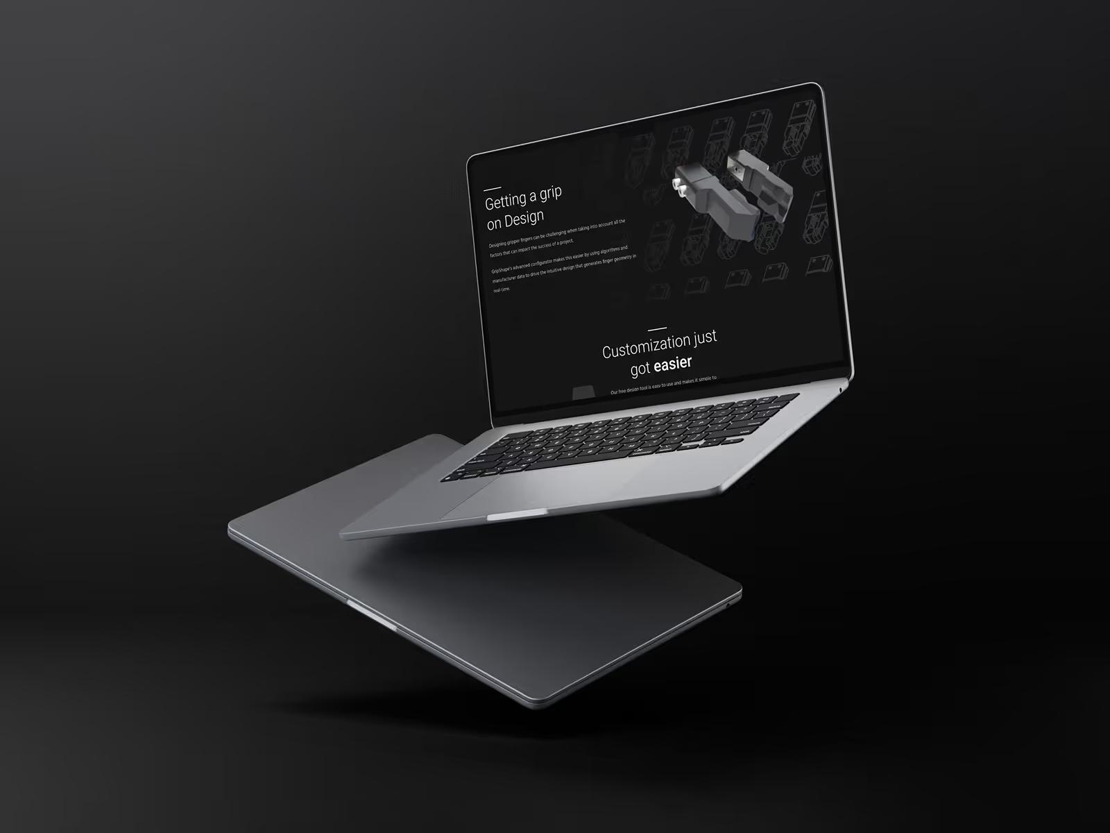 grip shape website on a laptop