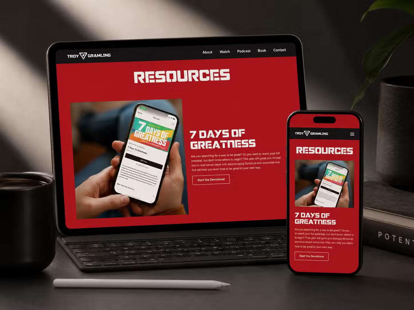 Troy Gramling Website Section Mockups