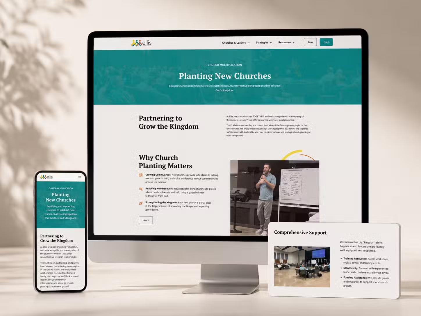 Mockup of Ellis Baptist Association church planting