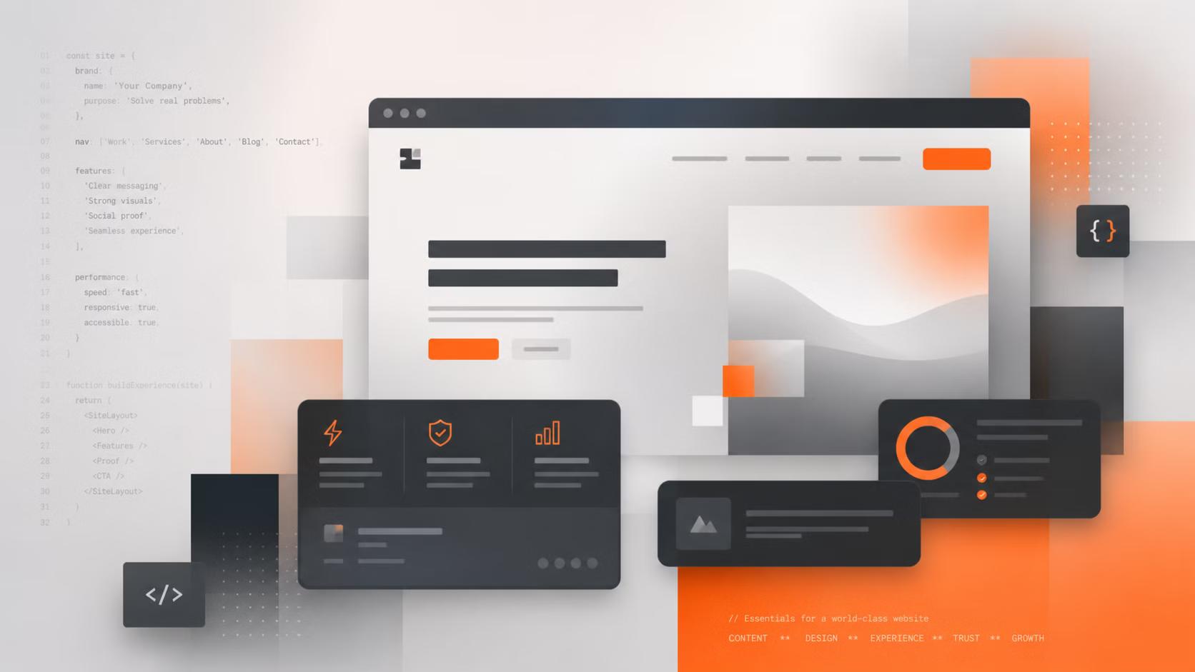 Growth-stage business owner reviewing a website redesign on a laptop and phone.