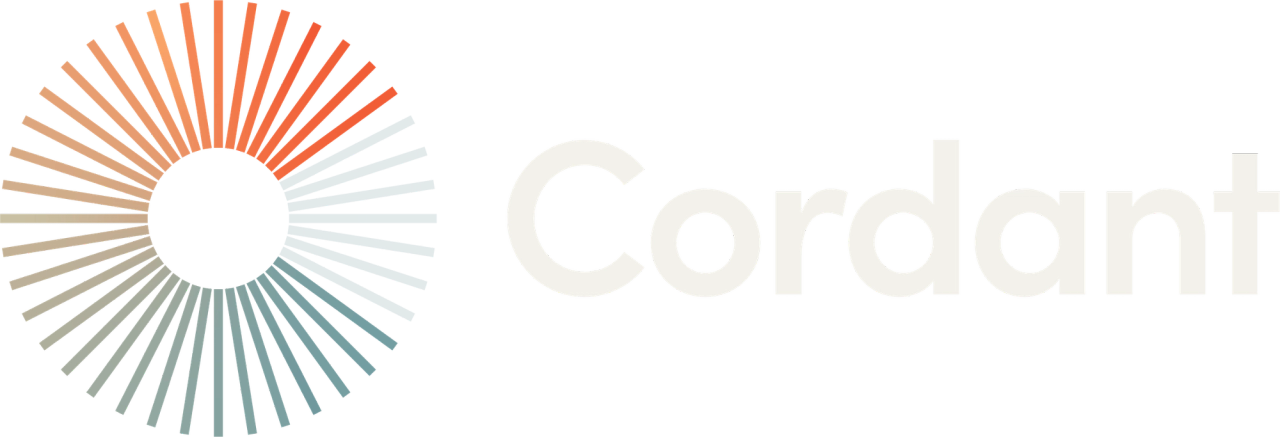 a colourful circle followed by the word Cordant