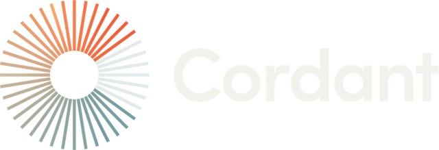 a colourful circle followed by the word Cordant