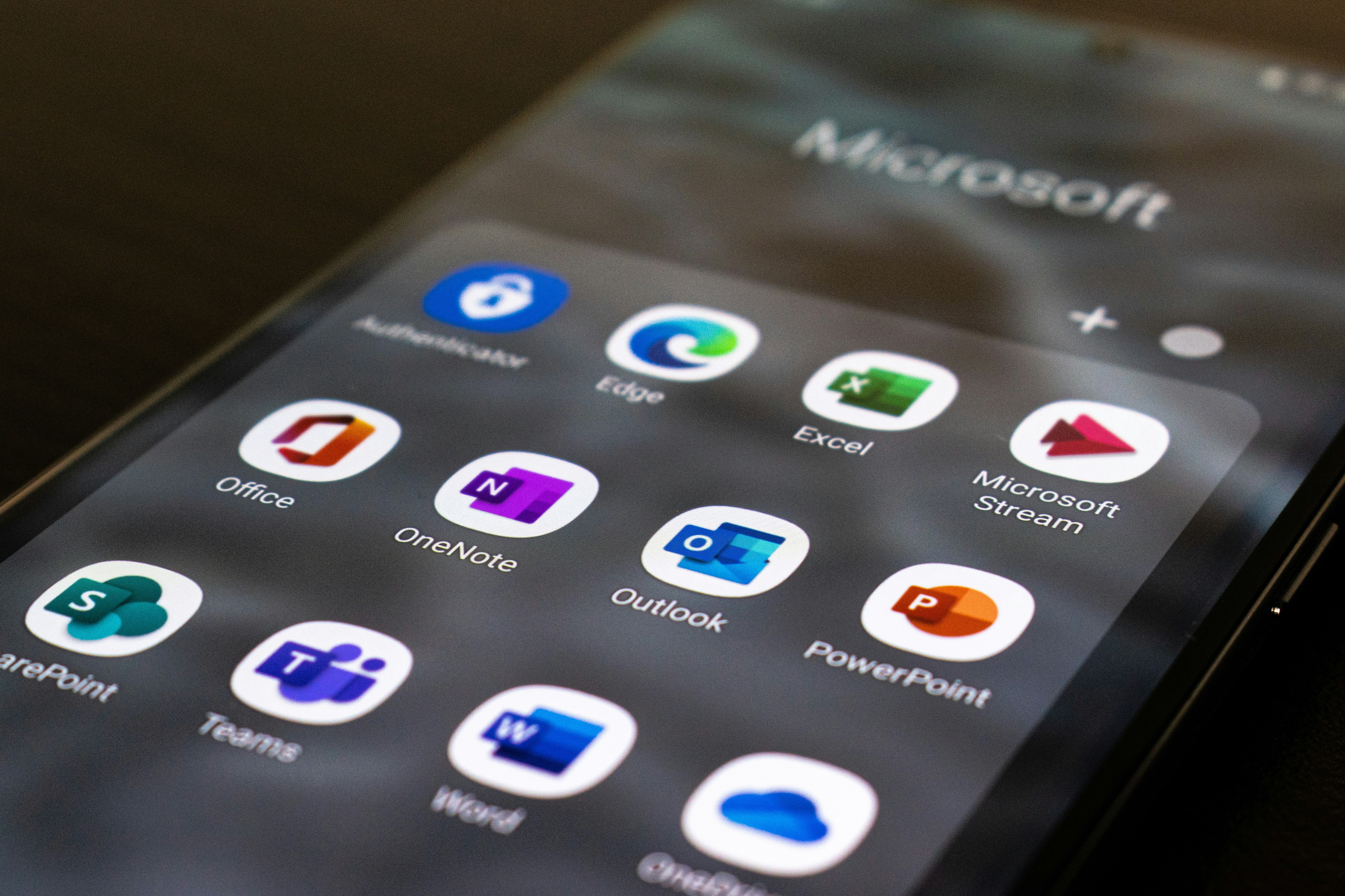 a close up of a microsoft app on a cell phone .