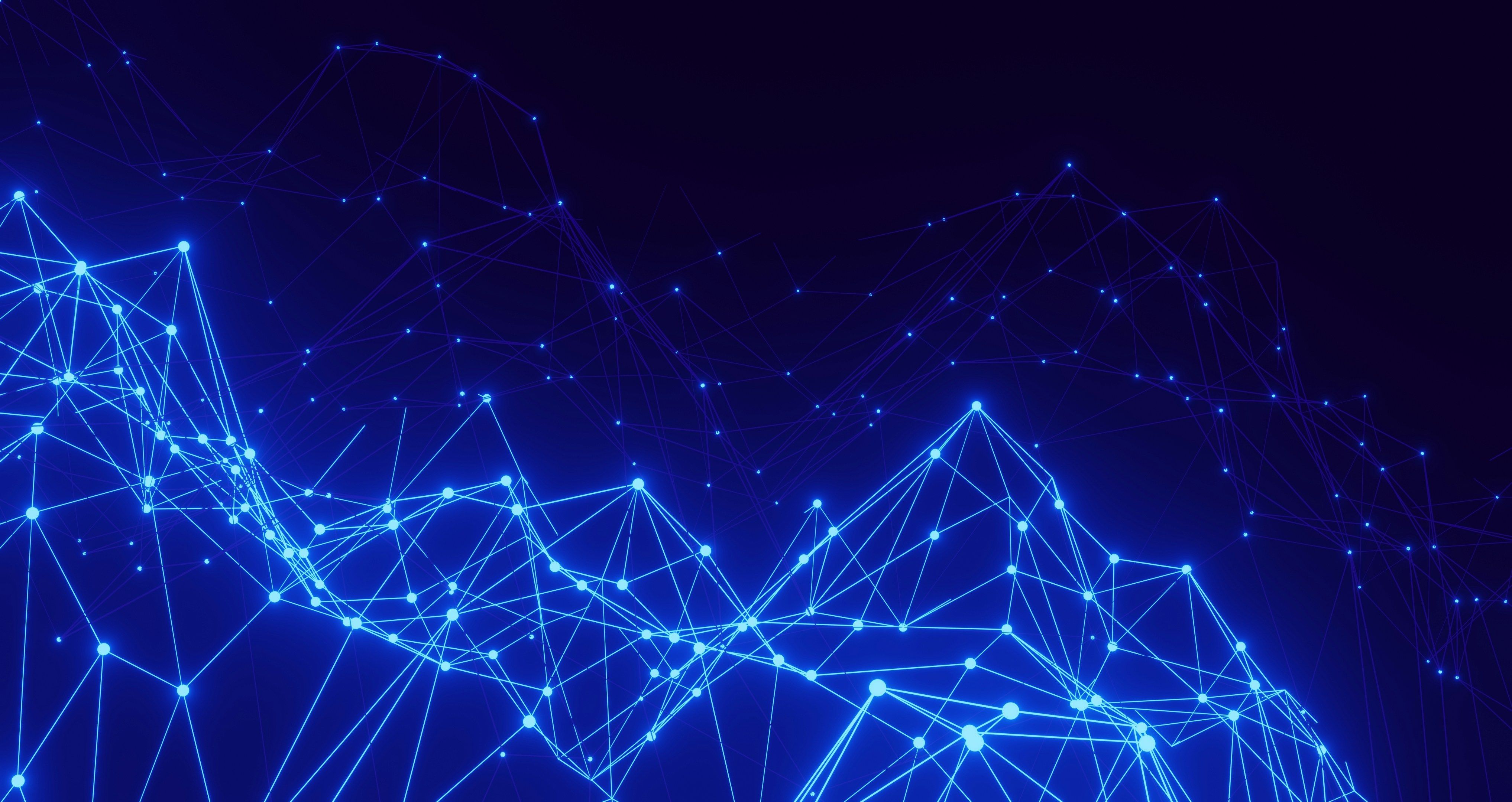 a blue background with a lot of lines and dots on it