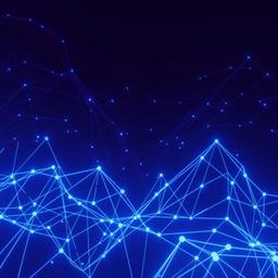 a blue background with a lot of lines and dots on it