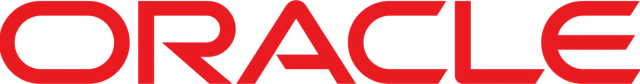 the word oracle is written in red on a black background