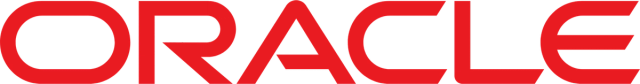 the word oracle is written in red on a black background